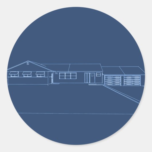 Ranch Style House: Blue Print Runder Aufkleber (Vorderseite)