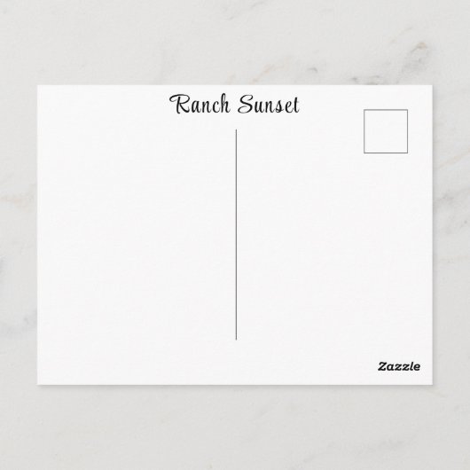Ranch Sunset Sonnenaufgang Gemälde verlassen alte Postkarte (Rückseite)