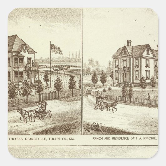 Ranches, Grangeville, Cal Quadratischer Aufkleber (Vorderseite)
