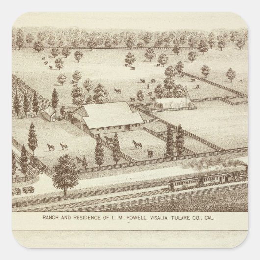 Ranches, Visalia, Cal Quadratischer Aufkleber (Vorderseite)