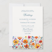 Rancho Floral Watercolor Elegante Hochzeit Einladung (Vorderseite)