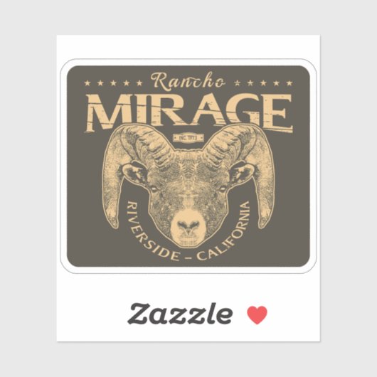 RANCHO MIRAGE KALIFORNIEN VINTAG - BIGHORNSCHAFT AUFKLEBER (Blatt)