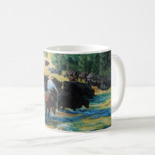 Ranchpferd und Angus-Viehherden-Antrieb und -fluß Kaffeetasse