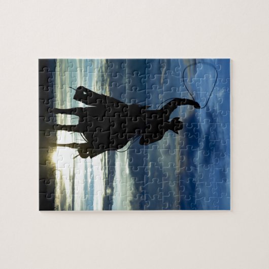 Ranchsonnenuntergang-Pferderuecken Puzzle (Horizontal)