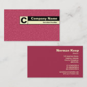 Rand beschriftet Monogram - Crimson Embossed Tex Visitenkarte (Vorne/Hinten)