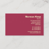 Rand beschriftet Monogram - Crimson Embossed Tex Visitenkarte (Rückseite)