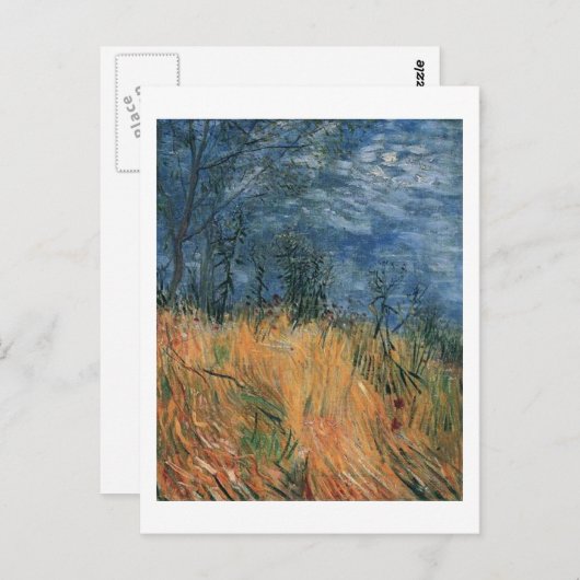 Rand eines Weizenfeldes mit Pflücken 1887, Van Gog Postkarte (Vorne/Hinten)