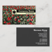 Rand markiert - rote Tulips und Primrosen Visitenkarte (Vorne/Hinten)