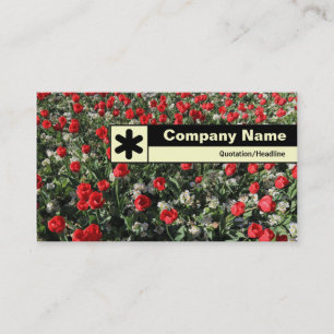 Rand markiert - rote Tulips und Primrosen Visitenkarte