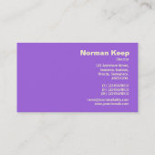 Rand markiert - Violet-Embossed Tex Visitenkarte (Rückseite)