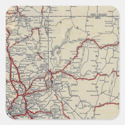 Rand McNally Junior Road Map Kalifornien und Nevad Quadratischer Aufkleber (Vorderseite)