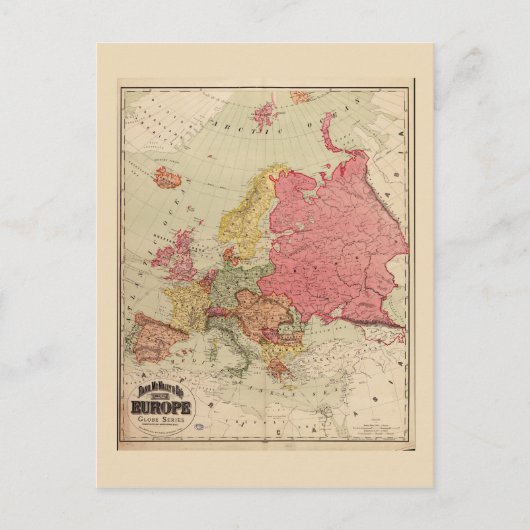 Rand McNally Map of Europe (1894) Postkarte (Vorderseite)