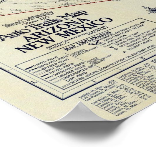 Rand McNally Offiziell 1925 Auto Trails Poster (Ecke)