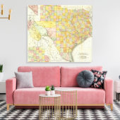 Rand McNally Railroad und Landkreis Map of Texas Leinwanddruck (Insitu (Wohnzimmer))