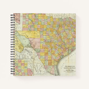 Rand McNally Railroad und Landkreis Map of Texas Notizblock