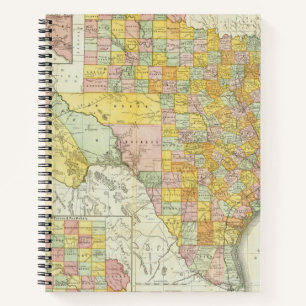 Rand McNally Railroad und Landkreis Map of Texas Notizblock