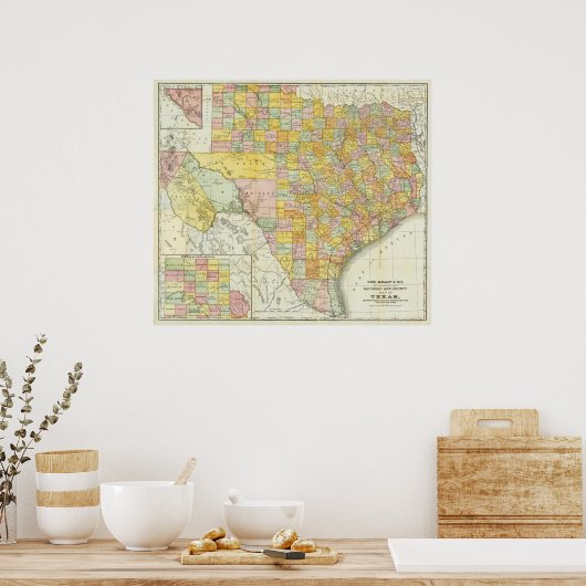 Rand McNally Railroad und Landkreis Map of Texas Poster (Küche)