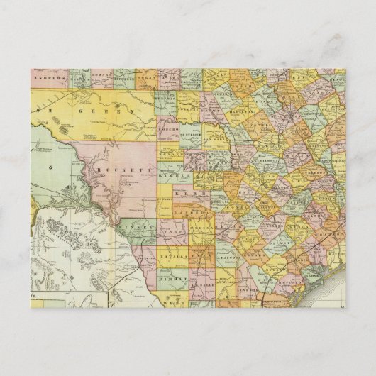 Rand McNally Railroad und Landkreis Map of Texas Postkarte (Vorderseite)