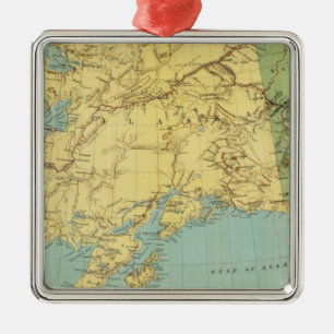 Rand McNallys Karte von Alaska Silbernes Ornament