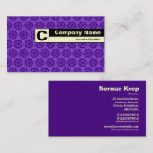 Rand mit Monogramm - Lila geometrisches Muster Visitenkarte (Vorne/Hinten)