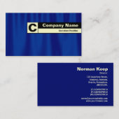 Rand Monogramm - Blauer Vorhang Visitenkarte (Vorne/Hinten)