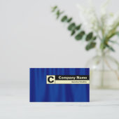 Rand Monogramm - Blauer Vorhang Visitenkarte (Stehend Vorderseite)