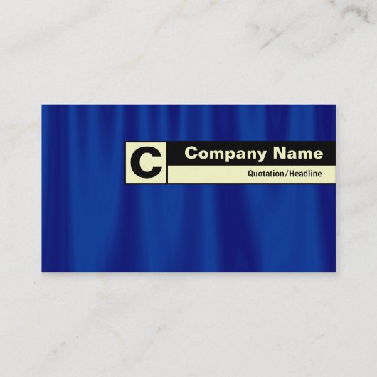 Rand Monogramm - Blauer Vorhang Visitenkarte (Vorderseite)