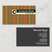 Rand-Monogramm - Farbige Streifen 01 Visitenkarte (Vorne/Hinten)