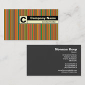 Rand-Monogramm - Farbige Streifen 02 Visitenkarte (Vorne/Hinten)