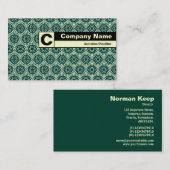 Rand Monogramm - grünes geometrisches Muster II Visitenkarte (Vorne/Hinten)