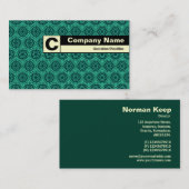 Rand Monogramm - Grünes geometrisches Muster Visitenkarte (Vorne/Hinten)