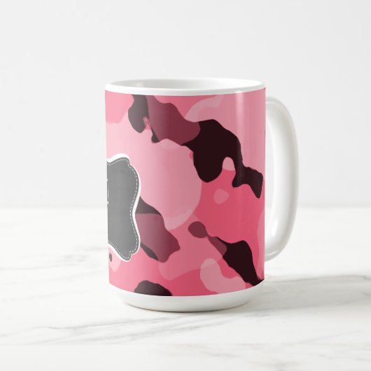Rand-rosa Camouflage; Tarnung; Retro Tafel Kaffeetasse (VorderseiteRechts)