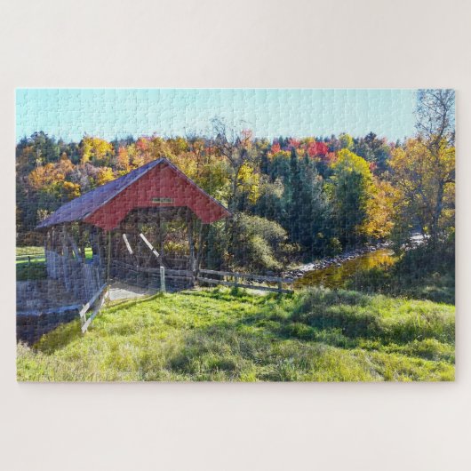 Randall Covered Bridge im Herbst, Vermont Puzzle (Horizontal)