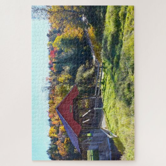 Randall Covered Bridge im Herbst, Vermont Puzzle (Vertikal)