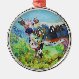 Randall Lineback Kuhmalerei Silbernes Ornament