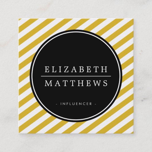 Ränder für schwarzen Senf, gelb Quadratische Visitenkarte (Vorderseite)