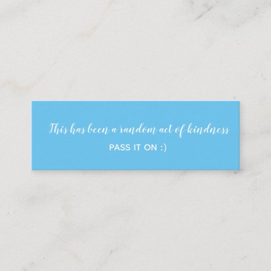 Random Act of Kindness Blue White Minimal Mini Visitenkarte (Vorderseite)