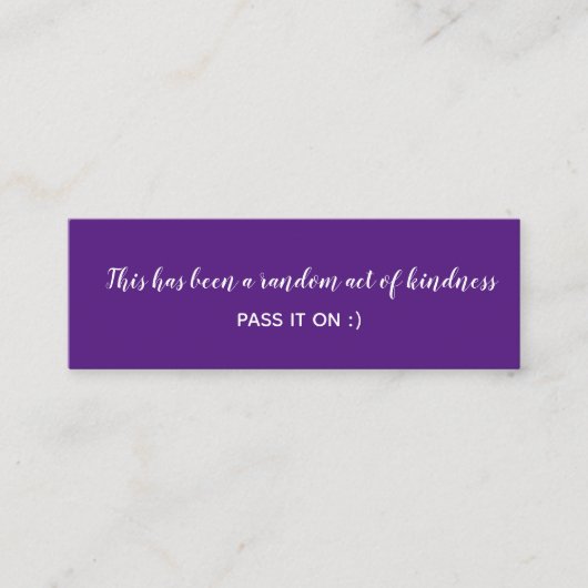 Random Act of Kindness Lila White Minimal Mini Visitenkarte (Vorderseite)