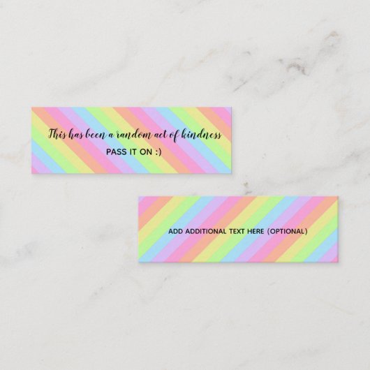 Random Act of Kindness Rainbow Pastel Stripes Mini Visitenkarte (Vorne/Hinten)