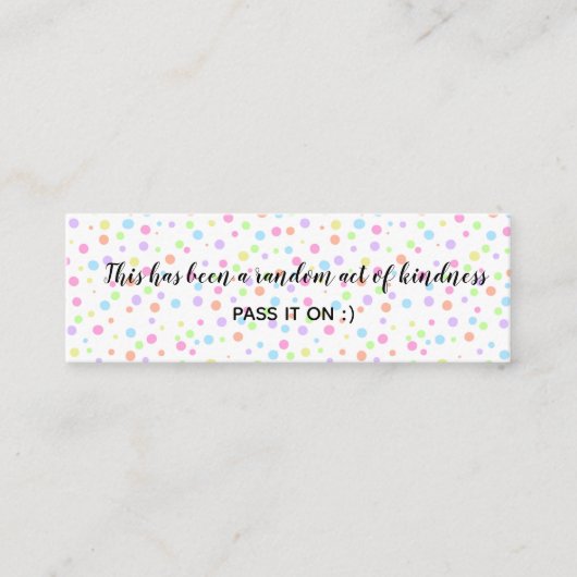 Random Act of Kindness Rainbow Polka Dots Mini Visitenkarte (Vorderseite)