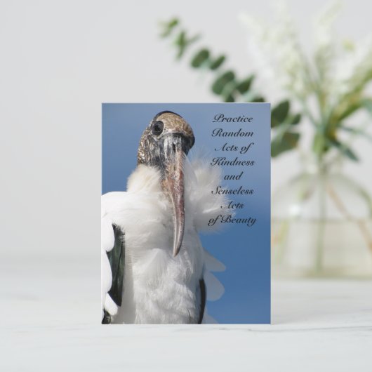 Random Acts of Kindness Postcard - Holzstorch Postkarte (Stehend Vorderseite)
