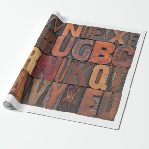 random alphabet letters - vintage letterpress wood geschenkpapier