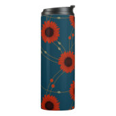 Random Art Nouveau Sunflowers Retro Floral Red Thermosbecher (Nach links gedreht)