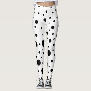 Random Black Dots auf White Fun Leggings