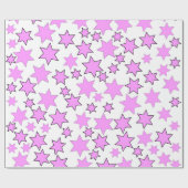 Random Bright Pink Stars Geschenkpapier (Flach)