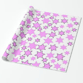 Random Bright Pink Stars Geschenkpapier (Ungerollt)