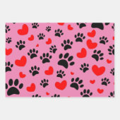 Random Cartoon Dog Paw Prints and Red Hearts Geschenkpapier Set (Vorderseite 2)