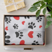 Random Cartoon Dog Paw Prints and Red Hearts Seidenpapier (Geschenk)