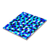 Random Checkered Pixel Art - Blau & Weiß Fliese (Seite)