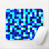Random Checkered Pixel Art - Blau & Weiß Mousepad (Mit Mouse)